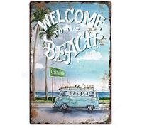 Bonoff California Surfers, Welcome to Beach Surfing, surf car Surfboard Poster, Vintage Metal Sign Plaque, Fun Tin Sign Entrance Decor Porch Wall Sign 5.5x8inch