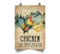 Bonoff Chicken Find What You Love Vertical Poster Vintage Metal Tin Sign Retro Garage Sign Man Cave Wall Decor Old Auto Shop Poster Gas Station Sign 5.5x8inches