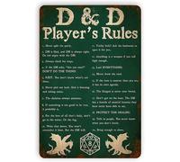 Bonoff Dnd Player'S Rules Cafe Pub Vintage Decor Poster Wall Art Decor Metal Sign Poster 8X12 Inches
