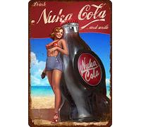 Bonoff Drink Nuka Cola and Smile Antique Metal Tin Sign Wall Decor for Home Cafe Bar Club Men Cave Sign Gift Brand Plaque Metal Tin 12x16inch