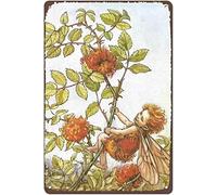 Bonoff Fairy Flower Fairiess Gift Retro Picture Vintage Decor Poster Wall Art Decor Metal Sign Poster 8X12 Inches