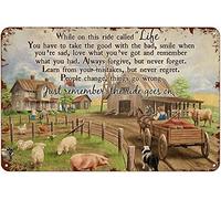 Bonoff Farmer On This Ride Called Life You Have to Take The Good with Poster Vintage Metal Tin Sign Retro Garage Sign Man Cave Wall Decor Old Auto Shop Poster Gas Station Sign 12x8inches