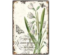 Bonoff Flower Floral Shabby Chic Vintage Metal Tin Sign Retro Garage Sign Man Cave Wall Decor Old Auto Shop Poster Gas Station Sign 5.5x8inches