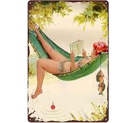 Bonoff Funny Fishing Pin Up Girl Hilda Girl Retro Ativeubby Girl Vintage Decor Poster Wall Art Decor Metal Sign Poster 8X12 Inches