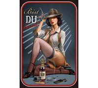 Bonoff Gangster Pin Up Girl Metal Vintage Metal Tin Sign Retro Garage Sign Man Cave Wall Decor Old Auto Shop Poster Gas Station Sign 5.5x8inches