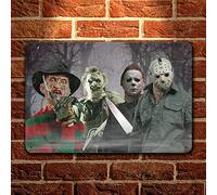 Bonoff Geuuki Horror Characters Freddy Krueger Jason Voorhees Michael Myers Leatherface Halloween Tin Sign Poster Bar Music Club Men Cave Room Wall Decor 5.5x8inch Vintage Metal Sign