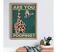 Bonoff Giraffe Are You Pooping Poster Bathroom Restroom Wall Toilet Decor, Funny Animal Bathroom, Vintage Giraffe Decor Poster 12X8 Inches