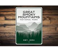 Bonoff Great Smoky Mountain Sign, National Park Gift, National Park Lover, Sign for Smoky Mountains, Est Time Sign, Smoky Mountain Est Date, Hiking 12x16inch Tin Sign