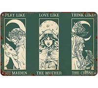 Bonoff Green Maiden Mother Crone Witch Poster Vintage Metal Tin Sign Retro Garage Sign Man Cave Wall Decor Old Auto Shop Poster Gas Station Sign 12x8inches