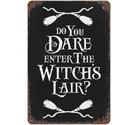 Bonoff Halloween Do You Dare Enter The Witch's Lair tin Sign Metal Poster Fun Novelty Metal Sign Vintage Wall Decor Home Gate Garden Bar Restaurant Cafe Office Shop Club 12x8inch Tin Sign