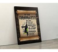 Bonoff Halloween Witch Poster My Dear Granddaughter i am The Storm Remember who You are Granddaughter Put on Your hat Love Granny Antique Metal tin Sign Wall Decor Home, Man cave Sign 12x8inch