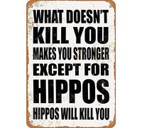 Bonoff Hippos Will Kill You. Tin Sign Poster Bar Music Club Men Cave Room Wall Decor 5.5x8inch Vintage Metal Sign