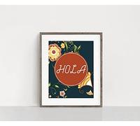 Bonoff Hola Printable, Hola Wall Art, Hola Poster, Entryway Printable, Spanish Art,Spanish Quotes, Wall Art Vintage Decor Poster Wall Art Decor Metal Sign Poster 8X12 Inches
