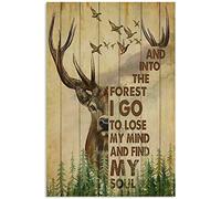 Bonoff Home Decoration Hunting Deer And Duck And Into The Forest I Go Metal Wall Plaque Decor Outdoor Indoor Wall Panelmetal Vintage Decor Poster Wall Art Decor Metal Sign Poster 8X12 Inches