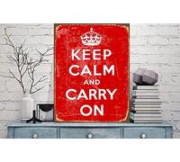 Bonoff Keep Calm Sign Keep Calm and Carry On Sign Vintage Metal Tin Sign Iron Painting Retro Signs for Home Coffee Kitchen Outdoor Wall Decor 12x8inch