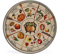 Bonoff Kitchen Witch's Wheel of The Year Sign,Witchery Print Wall Art, Round tin Plate Bathroom Decoration Plate Metal tin Plate Thanksgiving Christmas Women Men 12x12 inches