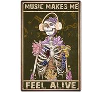 Bonoff Music Makes Me Feel Alive Vintage Outhouse Vintage Metal Sign Garage Sign Garage Home Wall Decor Poster Retro Vintage 5.5x8inch Tin Sign