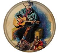 Bonoff Never Underestimate an Old Man with A Guitar Antique Round Metal Tin Sign Wall Decor for Home Cafe Bar Club Men Cave Sign Gift 12x12inch