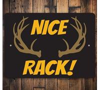 Bonoff Nice Rack Sign, Funny Hunting Decor, Hunting Decor, Sign for Hunt, Hunting Lodge, Big Buck Rack, Hunter, Firearm - Quality Aluminum Sign 12x16inch Tin Sign