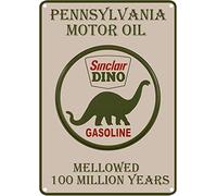 Bonoff Pennsylvania Motor Oil Sinclair Sino Gasoline Mellowed 100Million Years Dinosaur Crossing Country Antique Metal Tin Sign Wall Decor for Home Cafe Bar Club Men Cave Plaque 12x8inch