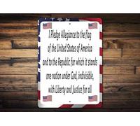 Bonoff Pledge of Allegiance, Classroom Sign, Teacher Classroom, Classroom Gifts, Americans, Decor for Home, USA Gift Decor - Metal Round Sign 5.5x8inch Tin Sign