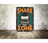 Bonoff Shark Zone Sign Decor Danger Zone Sign Vintage Metal Tin Sign Garage Decor Man Cave Sign Tin Sign Vintage Retro Outdoor Street Garage Metal Aluminum Tin Sign 5.5x8inch