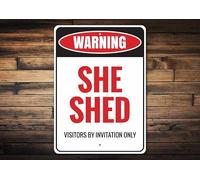 Bonoff She Shed Sign, Warning She Shed, Invite Only Sign, Warning Shed Decor, Warning Sign Decor, Room Decor, Metal Sign, Quality Metal Decoration 12x8inch Tin Sign