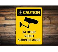 Bonoff Strong 24 Hr Camera Sign, Camera Surveillance Sign, Camera Sign, Metal Custom Sign, Custom Metal Gift, Surveillance Camera 5.5x8inch Tin Sign
