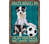 Bonoff That's What I Do I Play Football and I Know Things Sign, Metal Tin Sign Kitchen Pub Funny Novelty Coffee Bar Garage Wall Poster Street Yard Man Cave 5.5x8inch