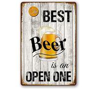 Bonoff The Best Beer is an Open one Metal Tin Sign Kitchen Pub Funny Novelty Coffee Bar Garage Wall Poster Street Yard Man Cave 12x16inch