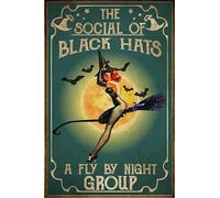 Bonoff The Social of Black Hats a Fly by Group Vintage Metal Sign Plaque, Fun Tin Sign Entrance Decor Porch Wall Sign 5.5x8inch