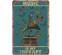 Bonoff Therapy Butterfly Music Is My Therapy Metal Plaque Vintage Decor Poster Wall Art Decor Metal Sign Poster 8X12 Inches