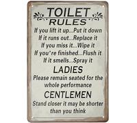 Bonoff Toilet Rules for Ladies and Gentlemen Sign Creative Tin Sign Funny Novelty Metal Sign Vintage Wall Decor for Home Door Garden Bar Restaurant Cafe Office Shop Bar Club Sign Gift 12x8inch