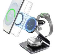 Bonola Wireless Charger for Samsung: Magnetic 3 in 1 Wireless Charging Station for Samsung S25 S24 Ultra S23 S22 S21, Aluminum Alloy Charger Dock Stand for Galaxy Watch Ultra/7/6/5/4, Buds 2/2 Pro