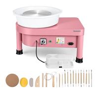 Bonoutil 10" Electric Pottery Wheel with Foot Pedal for Adults, Easy to Center Ceramic Forming Machine Max 20 lbs Capacity Clay Beginner's Art Sculpting Tools Kit for Home Use (Pink)