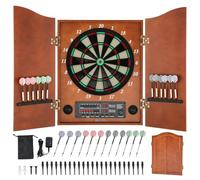 Bonoutil Electronic Dartboard Cabinet Set for Adult Soft Tip Dart Boards with Cabinet, Up to 8 Players, 25 Games with 12 Soft Tip Dartboard Set for Home Family Game
