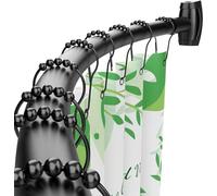Bonpally Curved Shower Curtain Rod 43-72 Inches Adjustable, Aluminum Shower Rod Rustproof, Round Shower Curtain Rod, Curved Shower Rods for Bathroom, Bathtub, Stall, Black