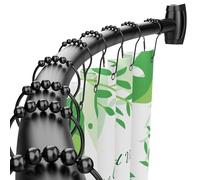 Bonpally Curved Shower Curtain Rod 43-72 Inches Adjustable, Aluminum Shower Rod Rustproof, Round Shower Curtain Rod, Curved Shower Rods for Bathroom, Bathtub, Stall, Black