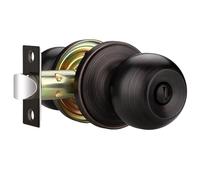Bonpoly 1 Pack Oil Rubbed Bronze Door Knob, Bedroom Door Knobs Interior, Privacy Door Knob with Lock, Keyless Bathroom Door Handle, Reversible for Left or Right Handed Door, Modern Round Design