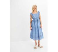 bonprix Broderie Strap Midi Dress Sky Blue