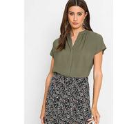 bonprix Cap Sleeve V-Neck Blouse Olive