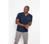 bonprix Cotton Henley Top Dark Blue