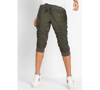 bonprix Cropped Cotton Trousers Olive