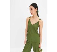 bonprix Crushed Jersey Sleeveless Top Moss
