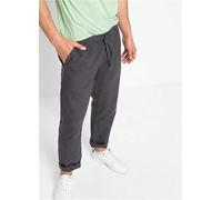 bonprix Elasticated Waist Straight Leg Linen Blend Trousers Slate