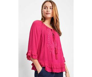 bonprix Embroidered Ruffle Hem Tunic Pink