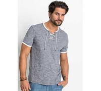bonprix Lace-Up T-Shirt Navy Marl