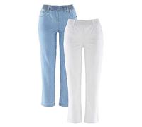 bonprix Pack of 2 Cropped Trousers Blue Bleached / White