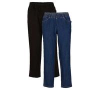 bonprix Pack of 2 Cropped Trousers Blue Denim / Black Denim