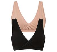 bonprix Pack of 2 Organic Cotton Non-Wired Multiway Bras Black / Sand